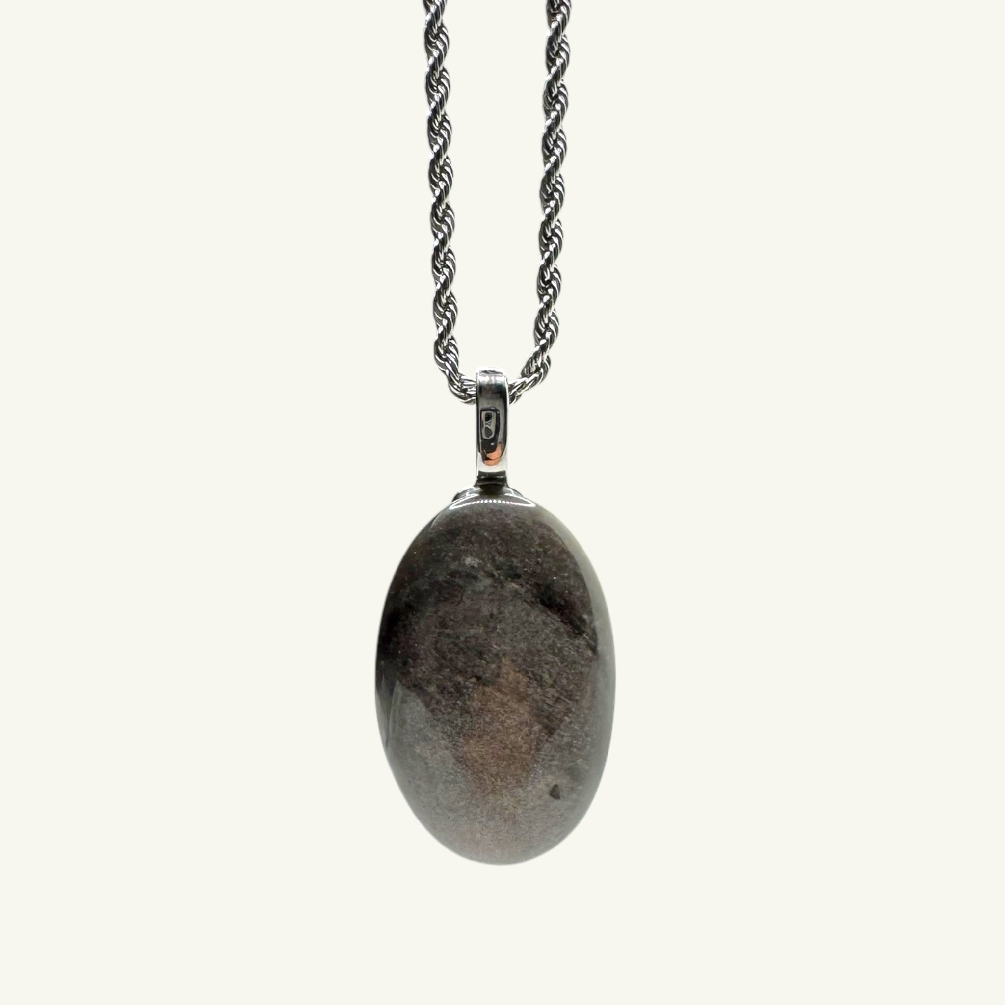 Collana ossidiana argento 35x22 mm Sharifa Crystals